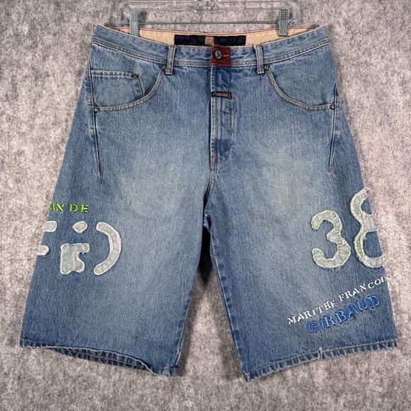 Marithe Francois Girbaud Shorts Mens Size 34 Blue Jean Baggy Jorts Vintage Y2K - Picture 1 of 16
